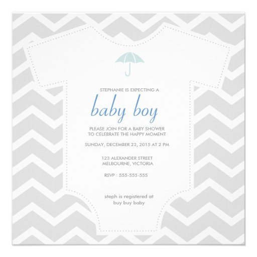 Custom gray chevron shirt baby shower custom invites