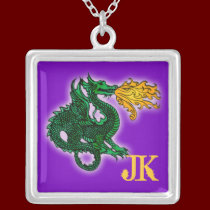 Custom Green and Gold Dragon Necklace necklaces