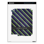 Custom Green Blue Grunge Stripes Decals For iPad 3