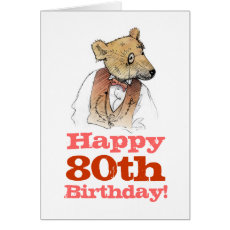 Custom Happy 80th Birthday Grandfather Bear Card