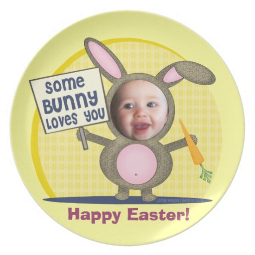 Custom Happy Easter Chocolate Bunny Plate Zazzle