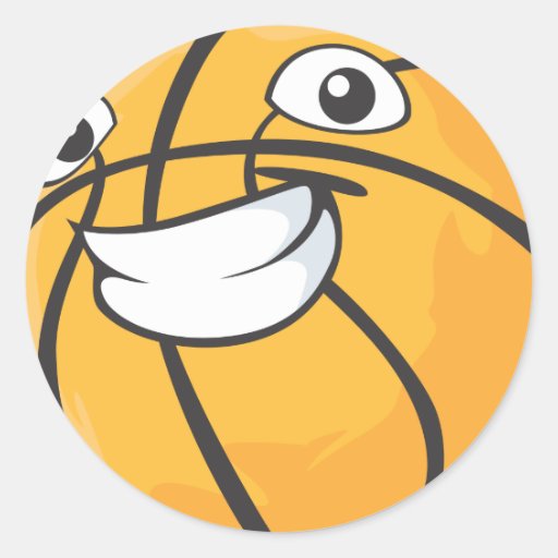 Custom Happy Smiling Basketball Round Sticker