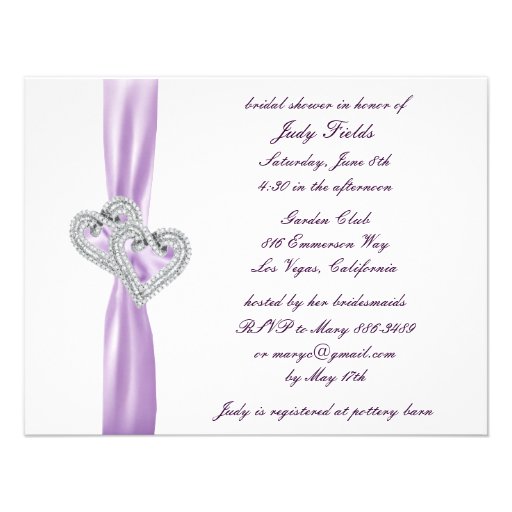 Custom Hearts Lavender Bridal Shower Invitations