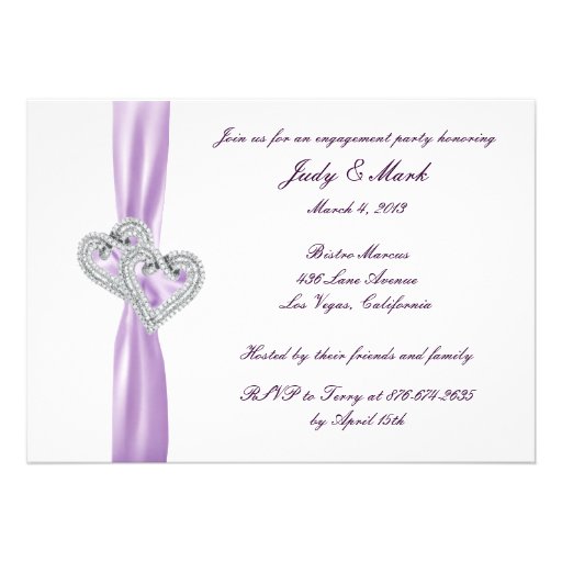 Custom Hearts Lavender Engagement Party Invitation
