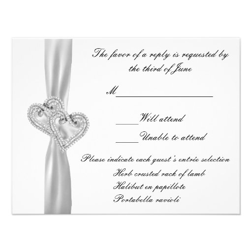 Custom Hearts White Wedding Response Card