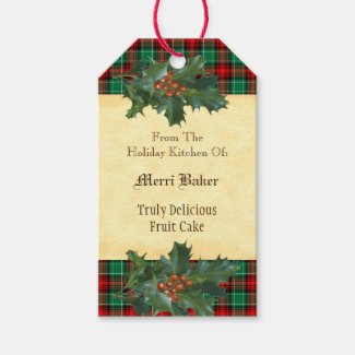Custom Holiday Kitchen Holly Red Green Plaid Tag