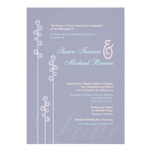 ::custom:Hollyhock & Ampersand Bilingual Wedding Custom Invites