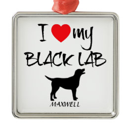 Custom I Love My Black Lab Christmas Ornaments