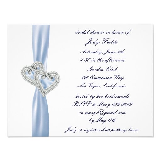 Custom Ice Blue Hearts Bridal Shower Invitation