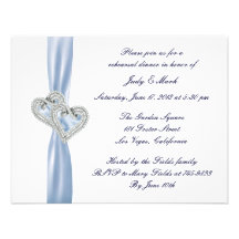 Custom Ice Blue Hearts Rehearsal Dinner Invitation