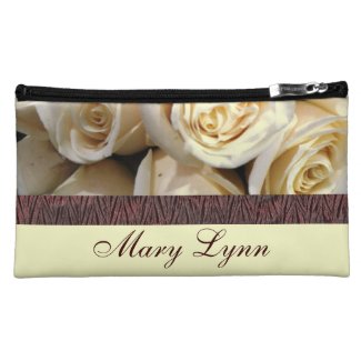 Custom Ivory Roses Cosmetic Bag