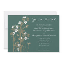 Custom Japanese Floral Wedding Invitation :: green