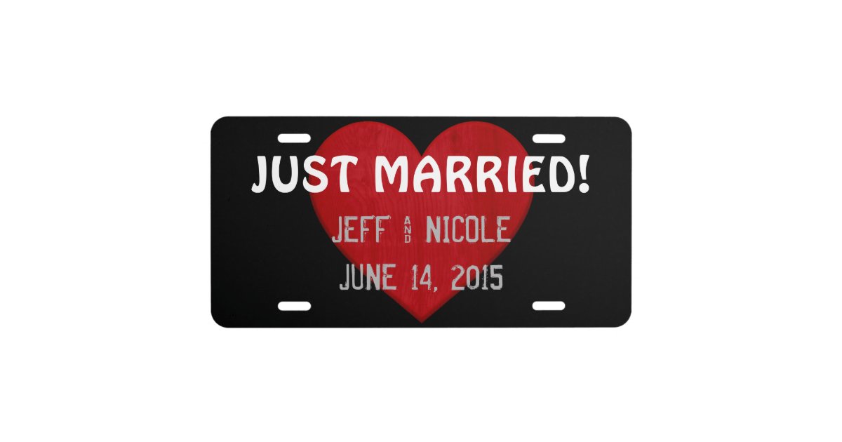Custom Just Married License Plate Wedding Gift Zazzle