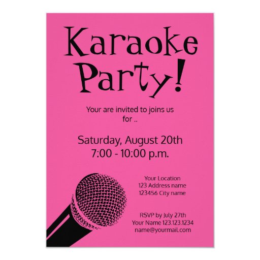custom karaoke party invitations with microphone zazzle karaoke invitations