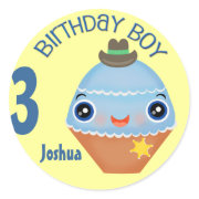 Custom Kawaii Cowboy Sheriff Cupcake Sticker sticker