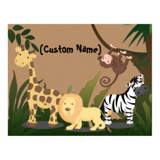 Custom Kids Baby Name JungleZoo Wall Art Poster print