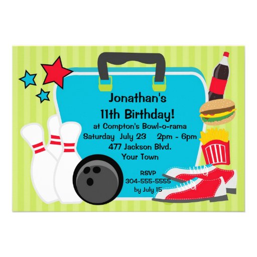 Custom Kids Bowling Party Personalized Invites