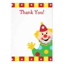 Custom Kids Clown Thank You Announcement