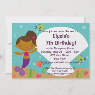 Custom Kids Mermaid Birthday Party Invite
