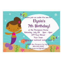Custom Kids Mermaid Birthday Party Invite