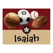 Custom Kids Name Allstar Sports Wall Art Poster