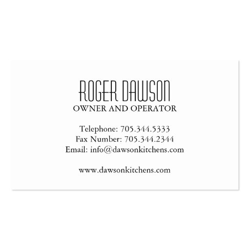 Custom Kitchen Designer Business Card (back side)