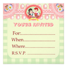 Custom Kitsch Green Gingham Kid's Party Blank - Custom Announcement
