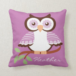 Custom Lavender Owl On A Branch Decorator Pillow