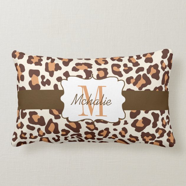 Custom Leopard Brown, Tan, Cream Lumbar Pillow-0