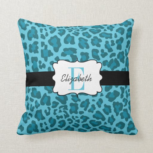 Custom Leopard Shades of Blue Throw Pillow Zazzle