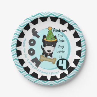 Custom Little Dog Lover 4th Birthday Paper Plates 7 Inch Paper Plate