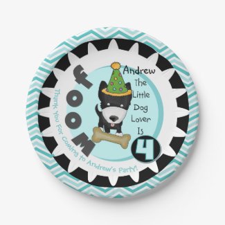 Custom Little Dog Lover 4th Birthday Paper Plates 7 Inch Paper Plate