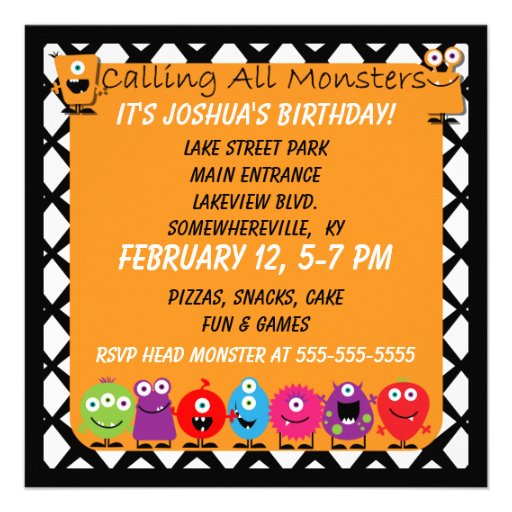Custom Little Monster Birthday Invites