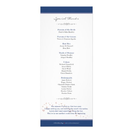 Custom Love Birds Order of Service (navy) Custom Announcements