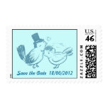 Custom Love Birds Wedding Save the Date Postage stamps