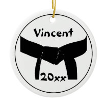 Custom Martial Arts Black Belt Club Round Ornament