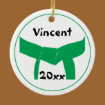 Custom Martial Arts Green Belt Round Ornament ornaments