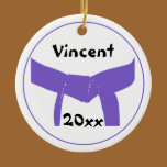 Custom Martial Arts Purple Belt Round Ornament ornaments