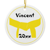 Custom Martial Arts Yellow Belt Round Ornament