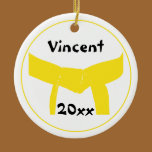 Custom Martial Arts Yellow Belt Round Ornament ornaments