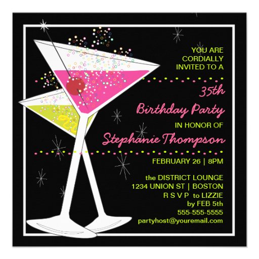 CUSTOM Martini Cocktail Birthday Party Invitation