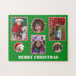 Custom Merry Christmas Photo Jigsaw Collage Puzzle