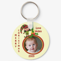 Custom Merry Christmas Photo Ornament keychains
