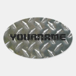 Custom Metal Work Name plate Oval Stickers