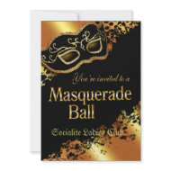 Custom Metallic Gold Masquerade Ball Invitation invitation