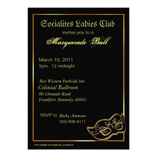 Custom Metallic Gold Masquerade Ball Invitation