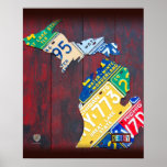 Custom Michigan License Plate Map #2 Print