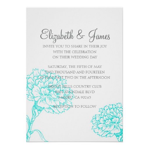 Custom Modern Aqua Wedding Invitations