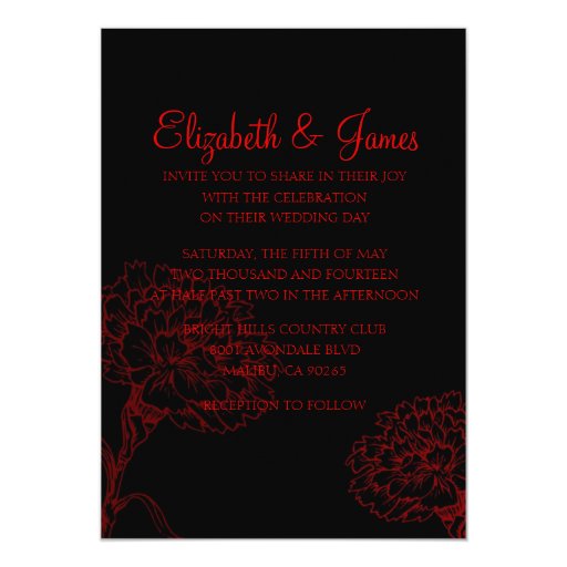 Custom Modern Black and Red Wedding Invitations | Zazzle