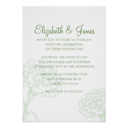 Custom Modern Green Wedding Invitations